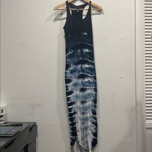 GILDA MIDANI women's long tank dress blue tie dye 100% cotton XS boho beach